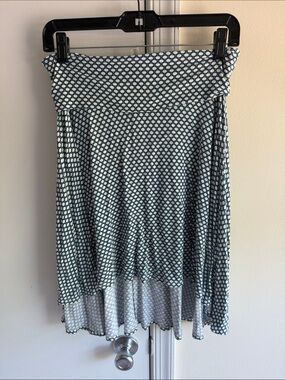 High-Low Foldover Waist Skirt in Navy Dot